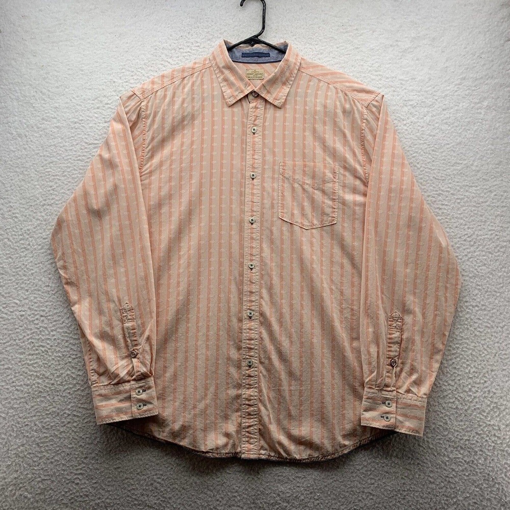 Tommy Bahama Jeans Shirt Mens XL XLarge Stripe Dot Preppy Casual Tropical Dad